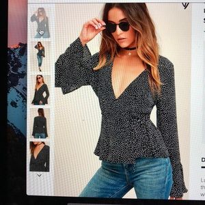 Black and white wrap top